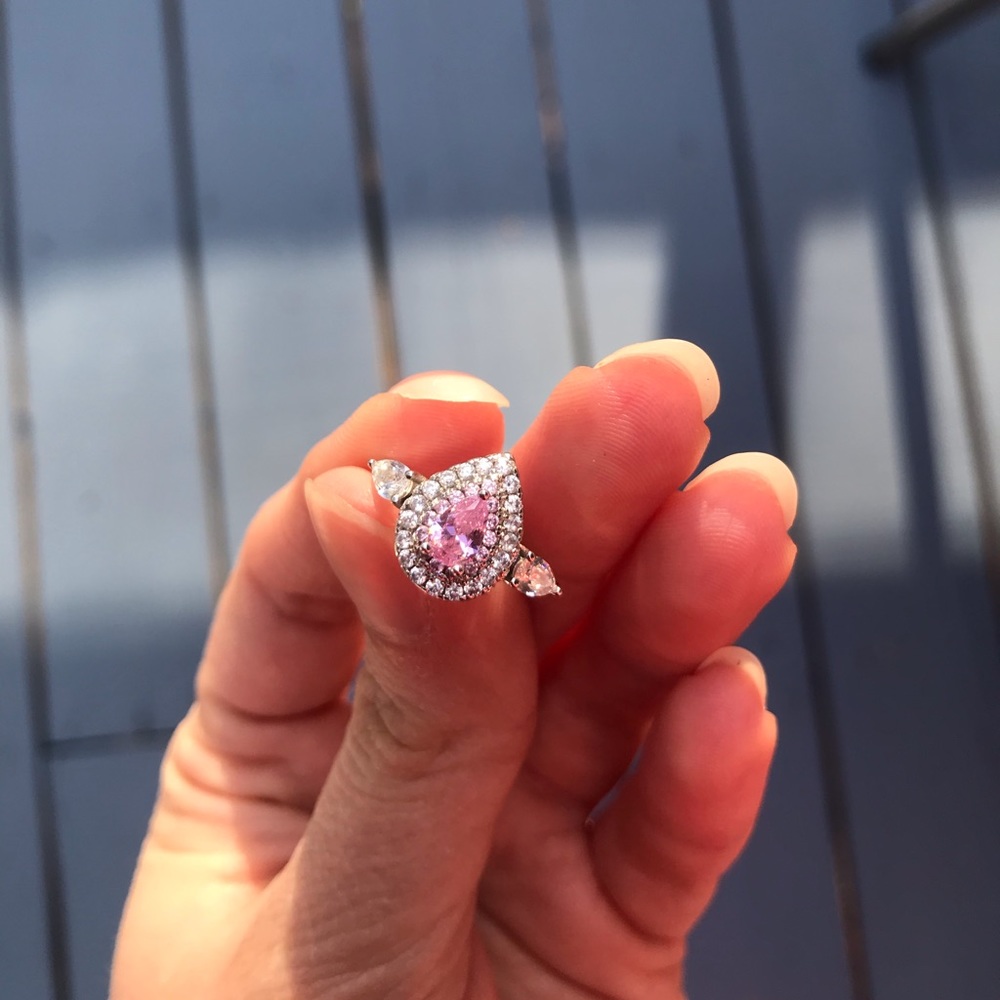 Pink triple stone ring size 6